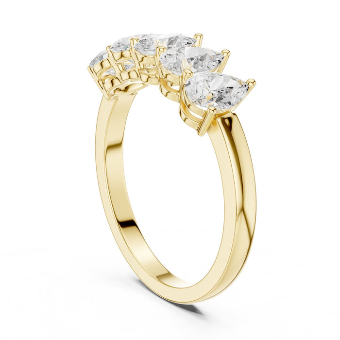 Pear Half-Eternity Lab Grown Diamond Wedding Band yellow gold video