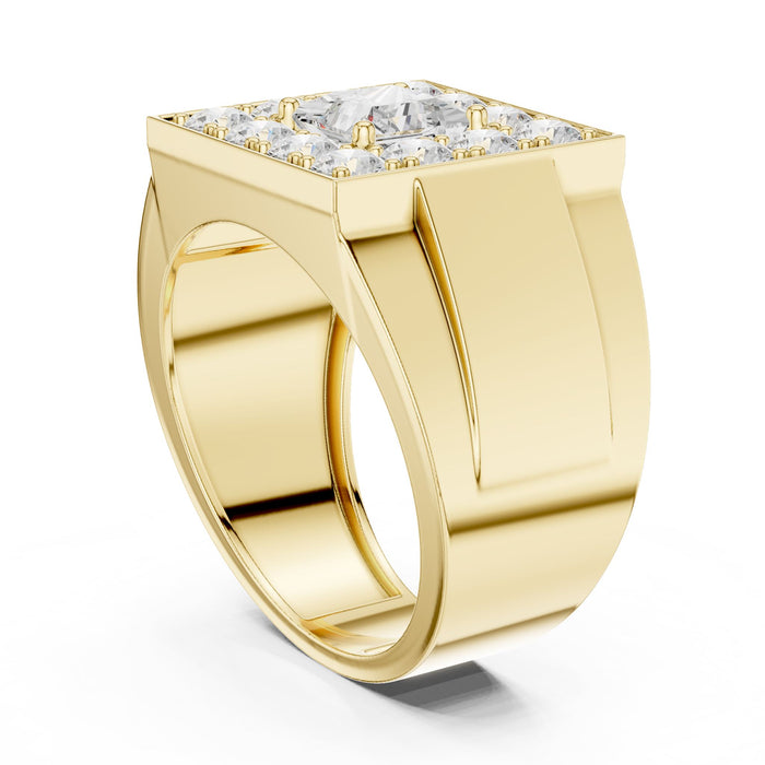 Princess Cluster Lab Grown Diamond Wedding Band yellow gold video