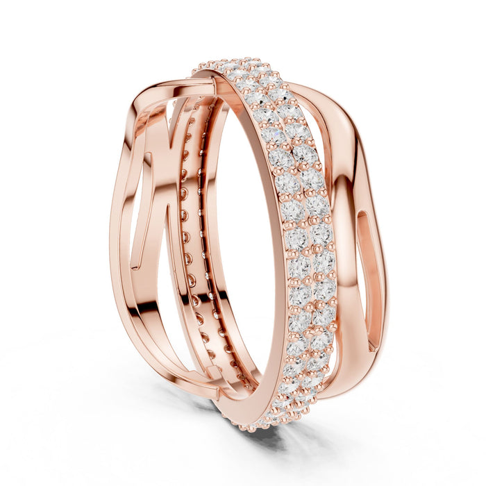 Round Twisted Lab Grown Diamond Wedding Band rose gold video