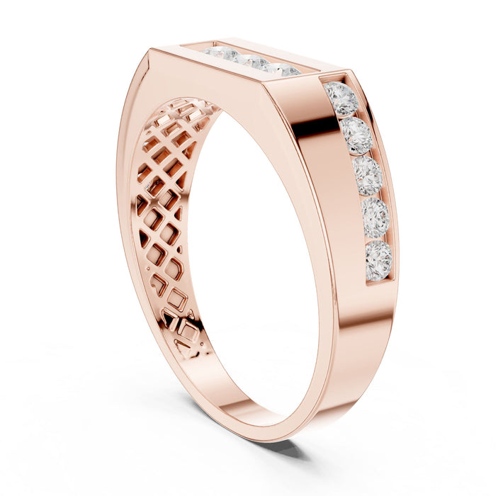 Round Channel Lab Grown Diamond Wedding Band rose gold video