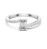 Emerald Solitaire Lab Grown Diamond Engagement Ring