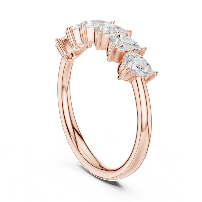 Pear Half-Eternity Lab Grown Diamond Wedding Band rose gold video