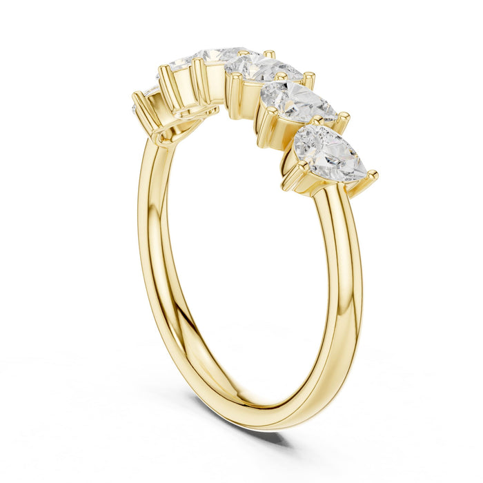 Pear Half-Eternity Lab Grown Diamond Wedding Band yellow gold video