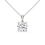 10K White Gold Round Lab Grown Diamond Four-Prong Solitaire Pendant | 2.00 Carat Total Weight